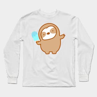 Cute Blue Popsicle Sloth Long Sleeve T-Shirt